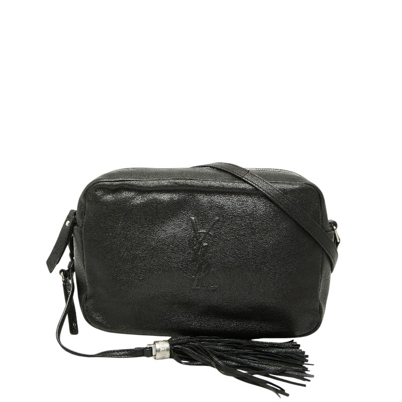 サンローラン タッセル ルー 斜め掛け ショルダーバッグ カメラバッグ 470299 ブラック レザー レディース SAINT LAURENT 【中古】
