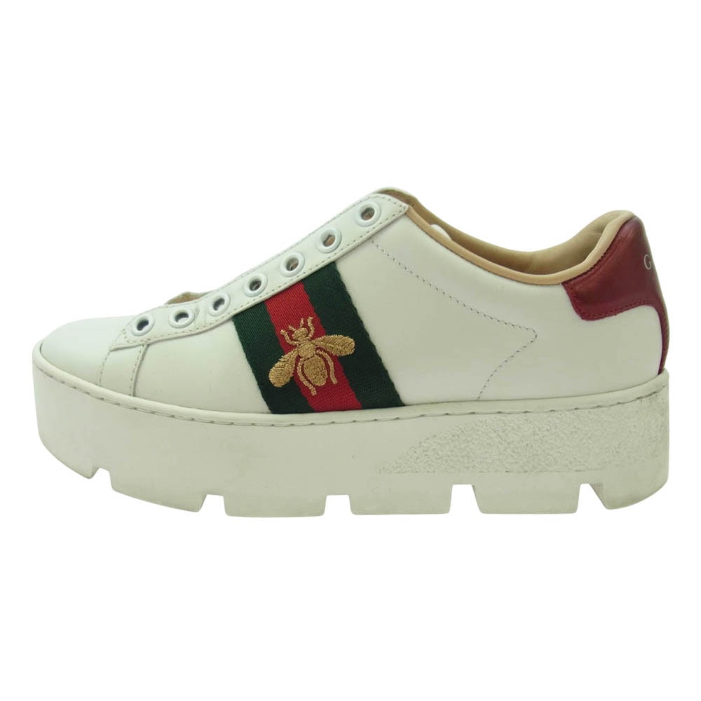 GUCCI グッチ スニーカー 577573 Ace エース エンブロイダリー プラットフォーム スニーカー ホワイト系 34【中古】