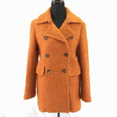 日本製★ケイト スペード★ダブルブレスト/ツイードPコート/アウター【0/Women's size-XS/オレンジ】スプリングホック/kate spade/Made in Japan◆BC329L