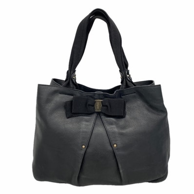 ★SALE【6ie6469】サルヴァトーレフェラガモ トートバッグ ヴァラ レザー ブラック シルバー金具【中古】レディース