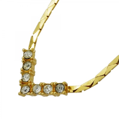 ★SALE【6jcb0723-k】クリスチャンディオール ネックレス GPメッキ ラインストーン ゴールド【中古】レディース