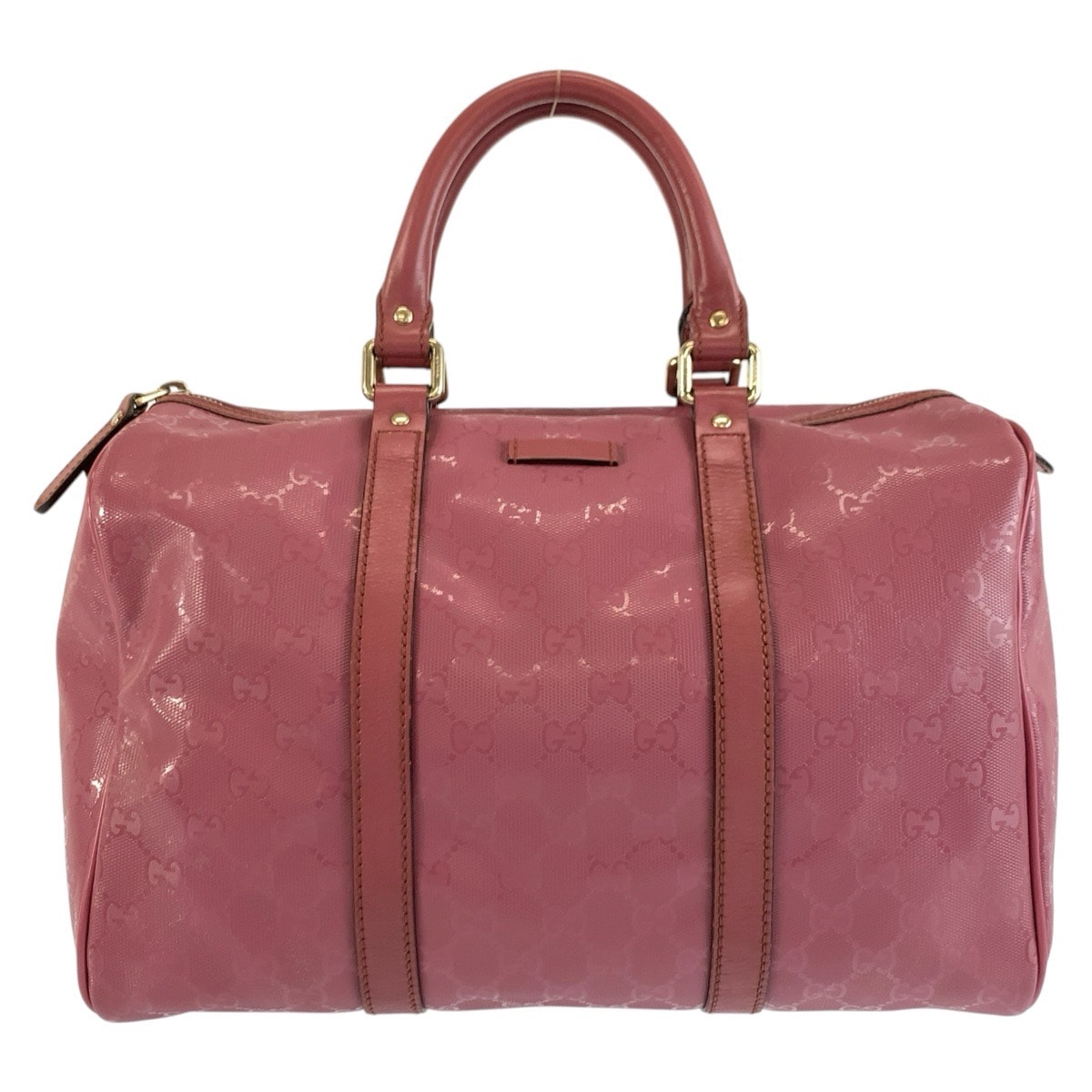 美品 GUCCI グッチ GGインプリメ ジョイ ピンク ゴールド金具 PVC ハンドバッグ ボストンバッグ 1-0297947 【中古】