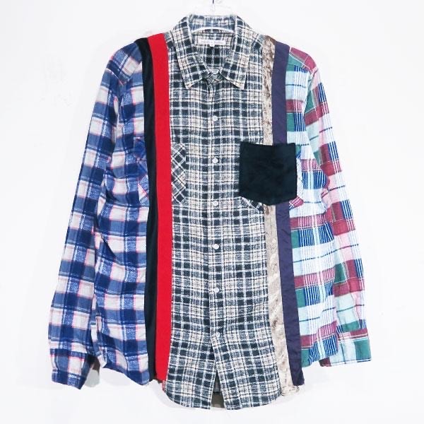 Rebuild by Needles リビルドバイニードルズ 7 CUTS FLANNEL SHIRT BG303 セブン カッツ フランネル シャツ マルチカラー ロングスリーブ 切り替え 長袖 サイズS