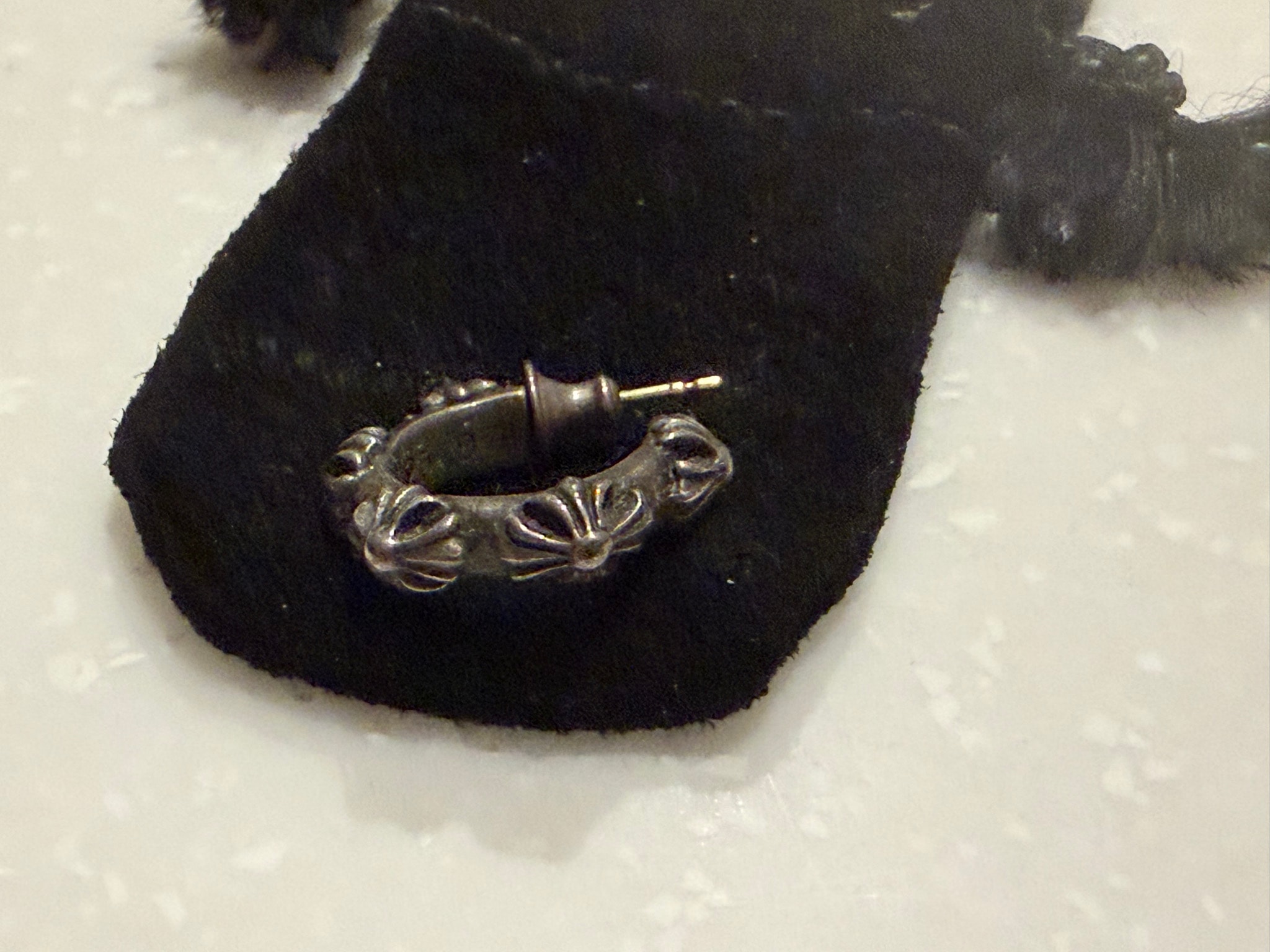 Chrome Hearts Cross Band Hoop Earrings Small "Silver"