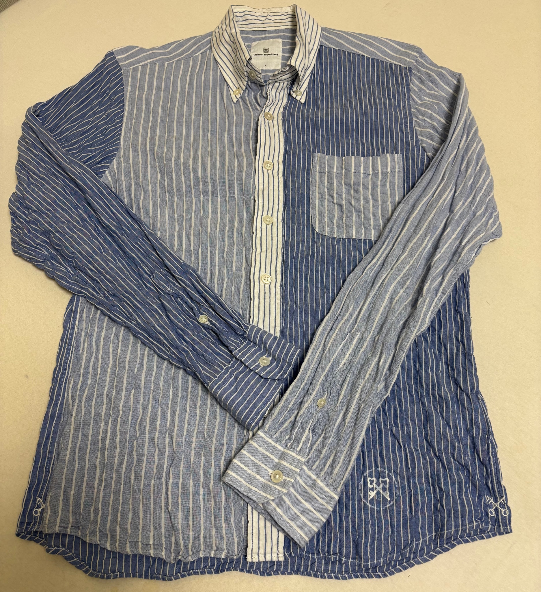 uniform experiment ストライプ柄クレイジーパターンシャツ 1 ユニフォームエクスペリメント 藤原ヒロシ