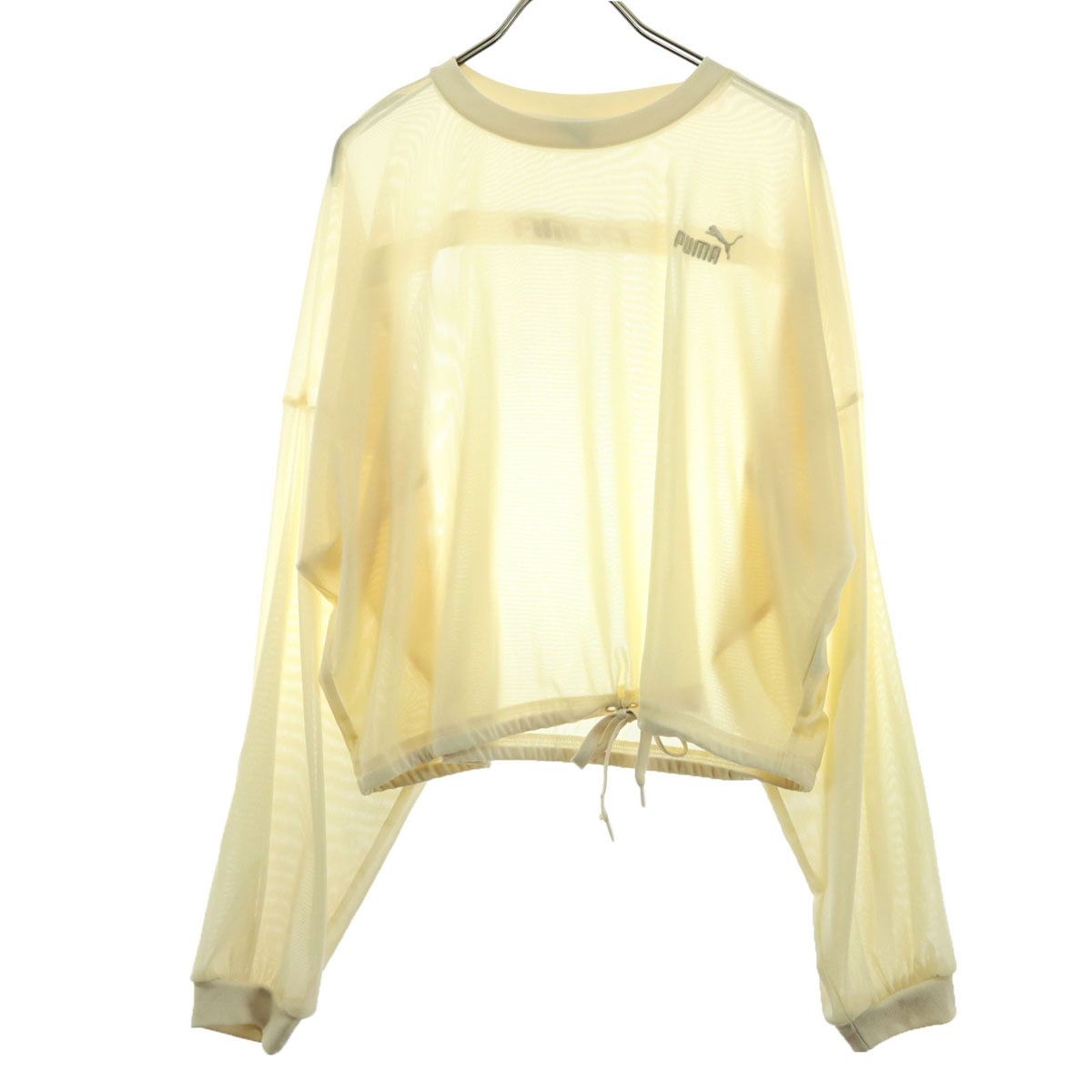美品 PUMA プーマ ワンポイントロゴ 長袖 ブラウス M ホワイト プルオーバー