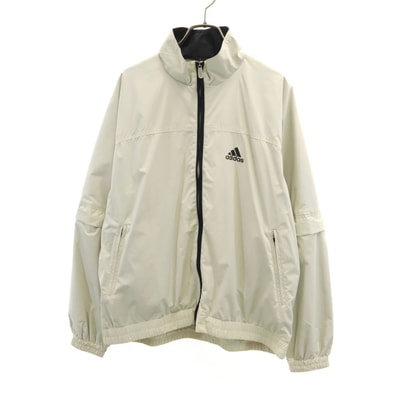 美品 adidas アディダス ナイロンジャケット M ベージュ 裏メッシュ 収納袋付き
