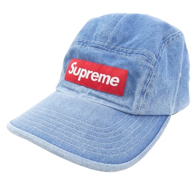 Supreme シュプリーム キャップ 21AW Washed Chino Twill Camp Cap ウォッシュ チノツイル キャンプ キャップ ライトブルー系【美品】【中古】