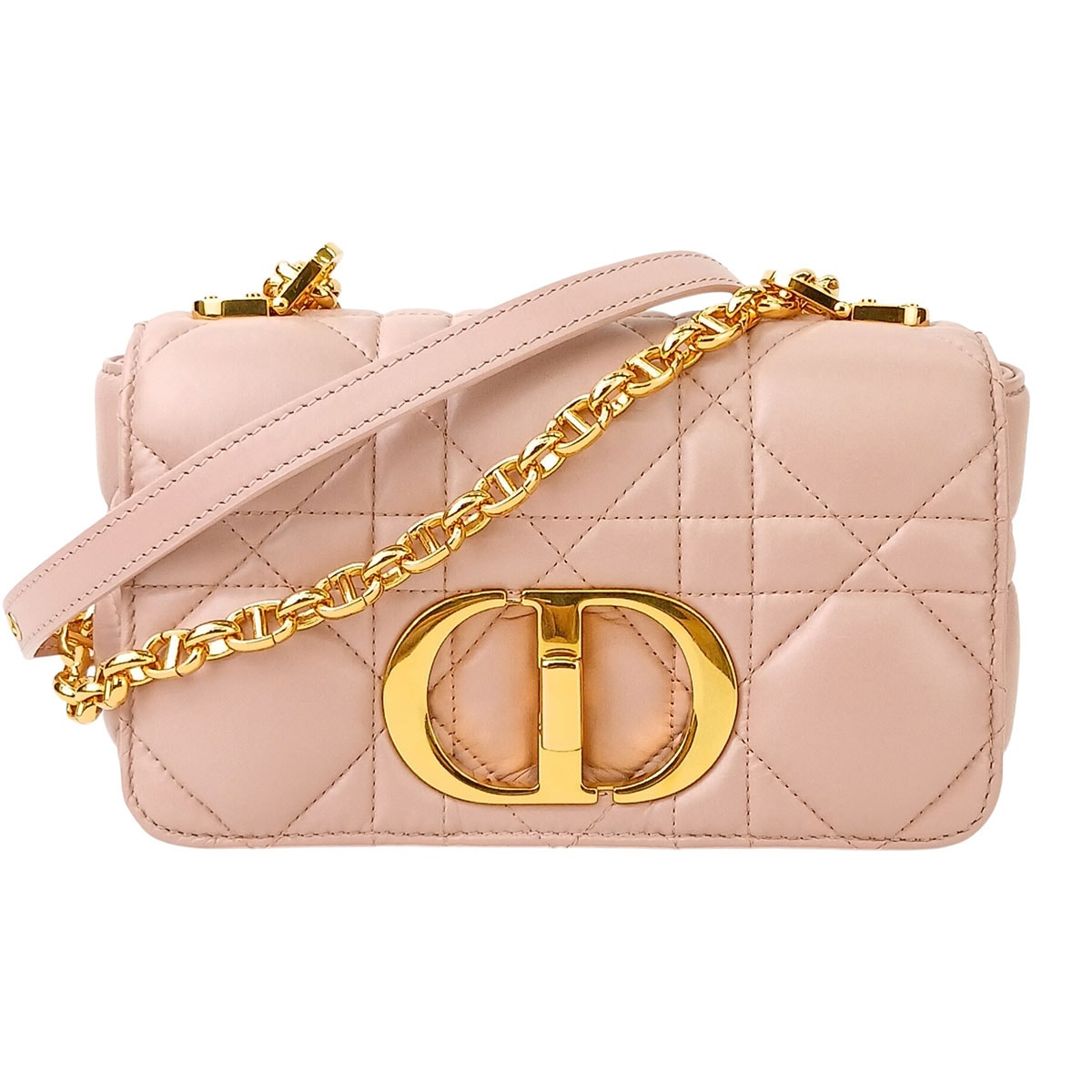 Christian Dior クリスチャンディオール Caro カロ スモール カナージュ チェーンショルダーバッグ ショルダーバッグ M9241 レザー ピンク ゴールド  レディース【中古】
