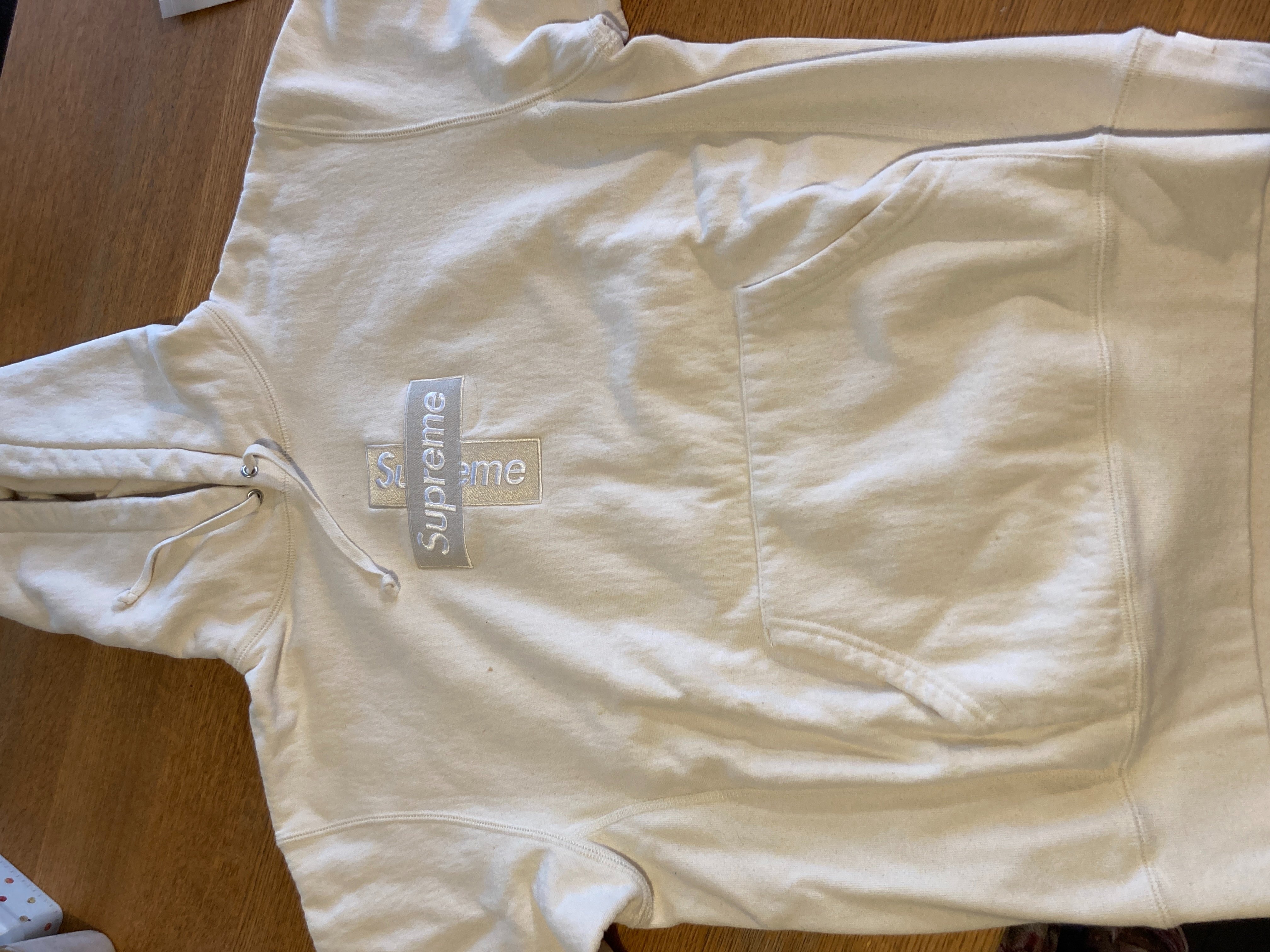 Supreme Cross Box Logo Hooded Sweatshirt "Natural"