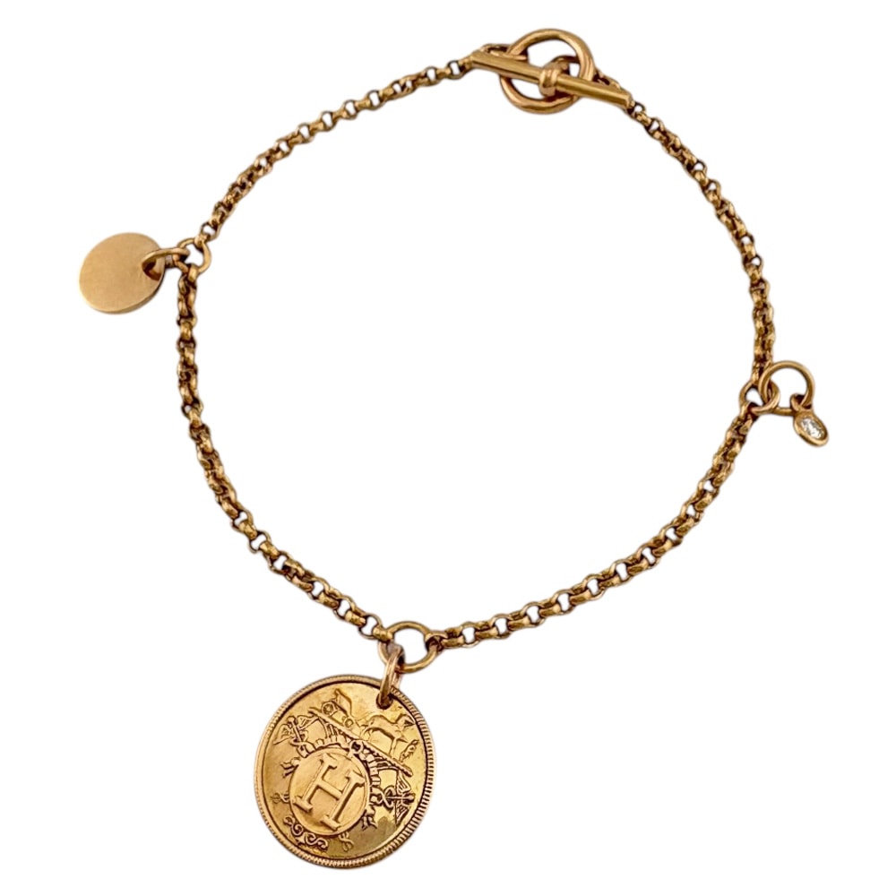 エルメス エクスリブリス ブレスレット 18金 K18ピンクゴールド ダイヤモンド レディース HERMES  中古