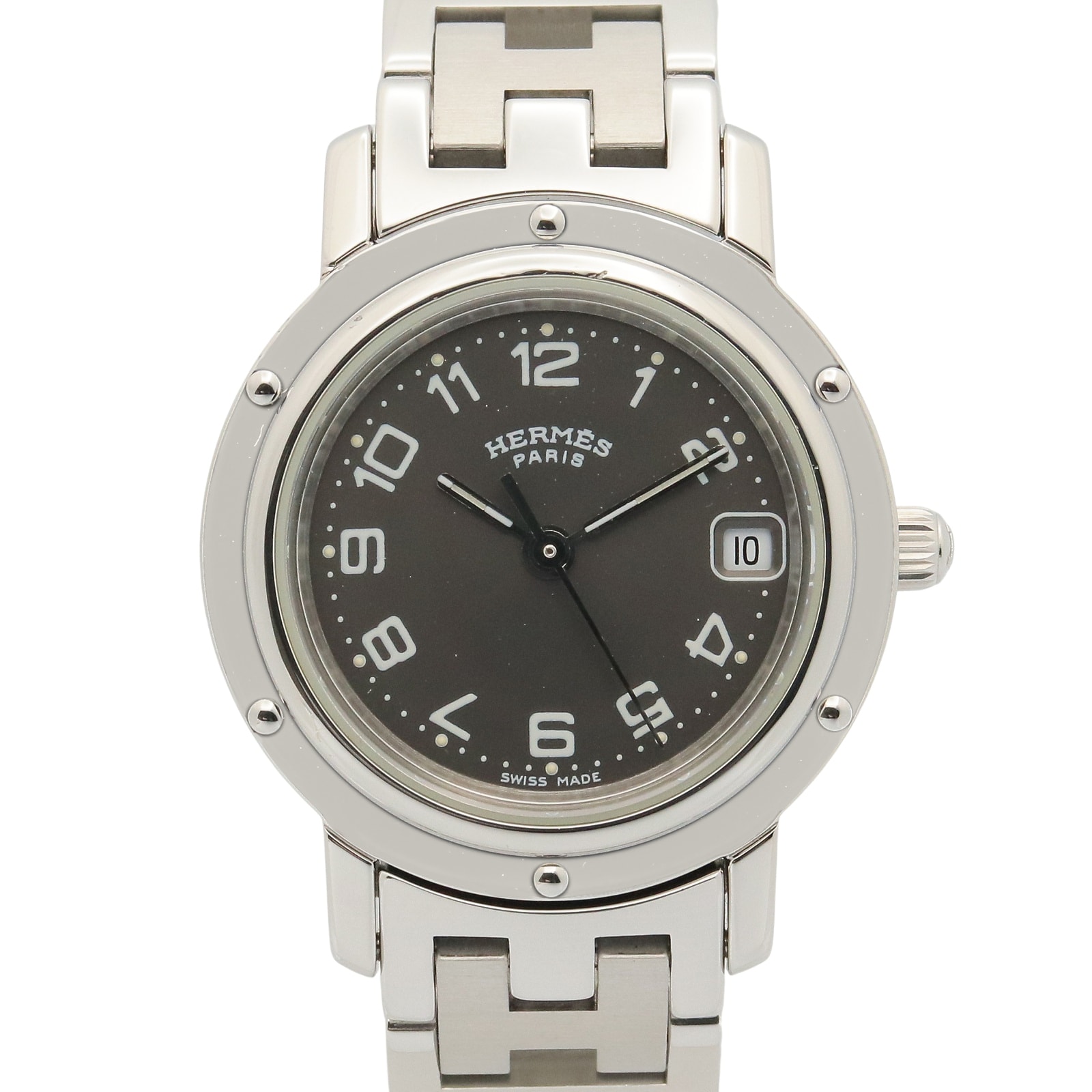 エルメス HERMES クリッパー 腕時計 時計 ステンレススチール レディース グレー系 CL4.210 【中古】