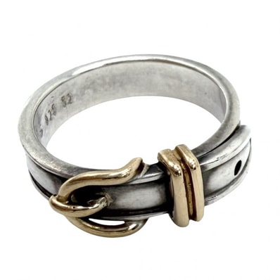HERMES エルメス 指輪 サンチュール リング アクセサリー ジュエリー ベルトモチーフ Au750 18金 52サイズ シルバー925 K18ゴールド 約11号 レディース 約4.7g【中古品】