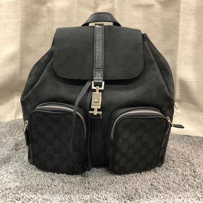 GUCCI GG Canvas Double Pocket Backpack "Black"