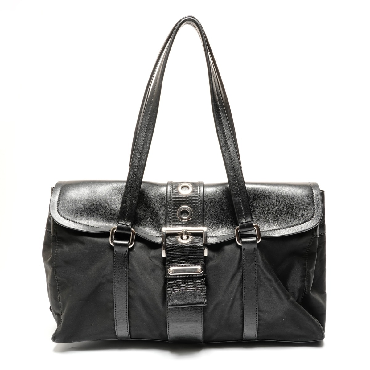 プラダ PRADA ナイロン レザー バゲット ワンショルダー ショルダーバッグ【中古】