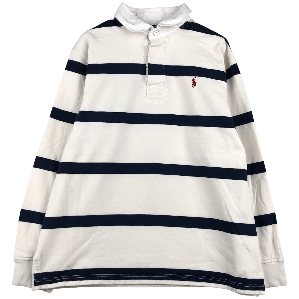 古着 ラルフローレン Ralph Lauren POLO by Ralph Lauren CUSTOM FIT ボーダー柄 長袖 ラガーシャツ メンズL相当/eaa593092