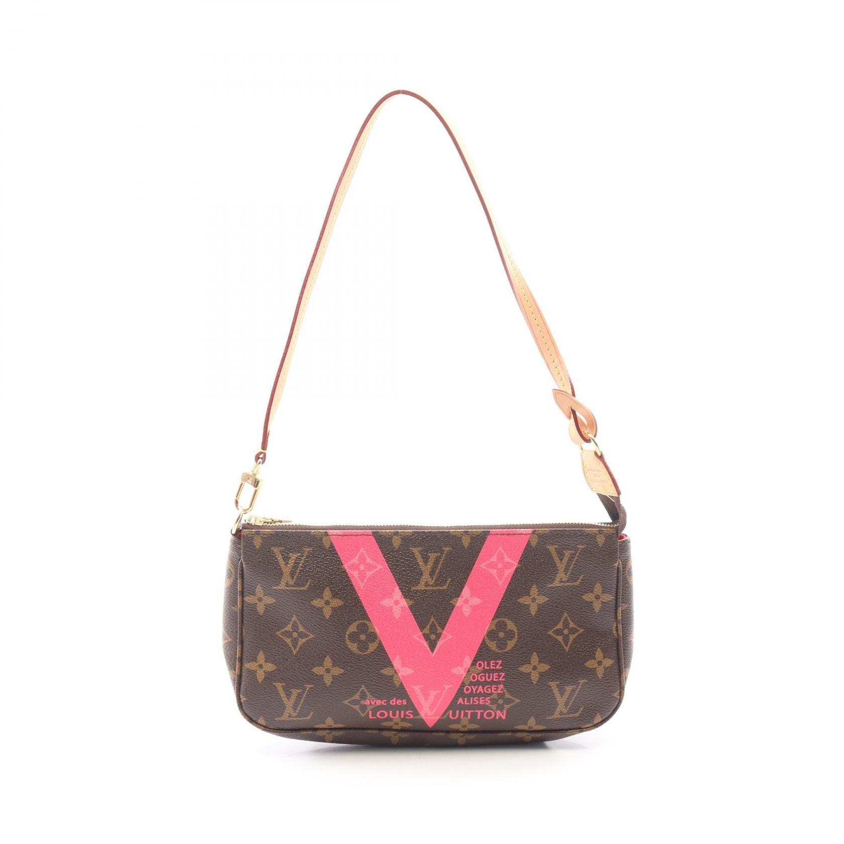 ルイ・ヴィトン LOUIS VUITTON ポシェットアクセソワール ハンドバッグ バッグ PVCコーティングキャンバス レザー モノグラム レディース ブラウン系 / ピンク系 M41605 【中古】