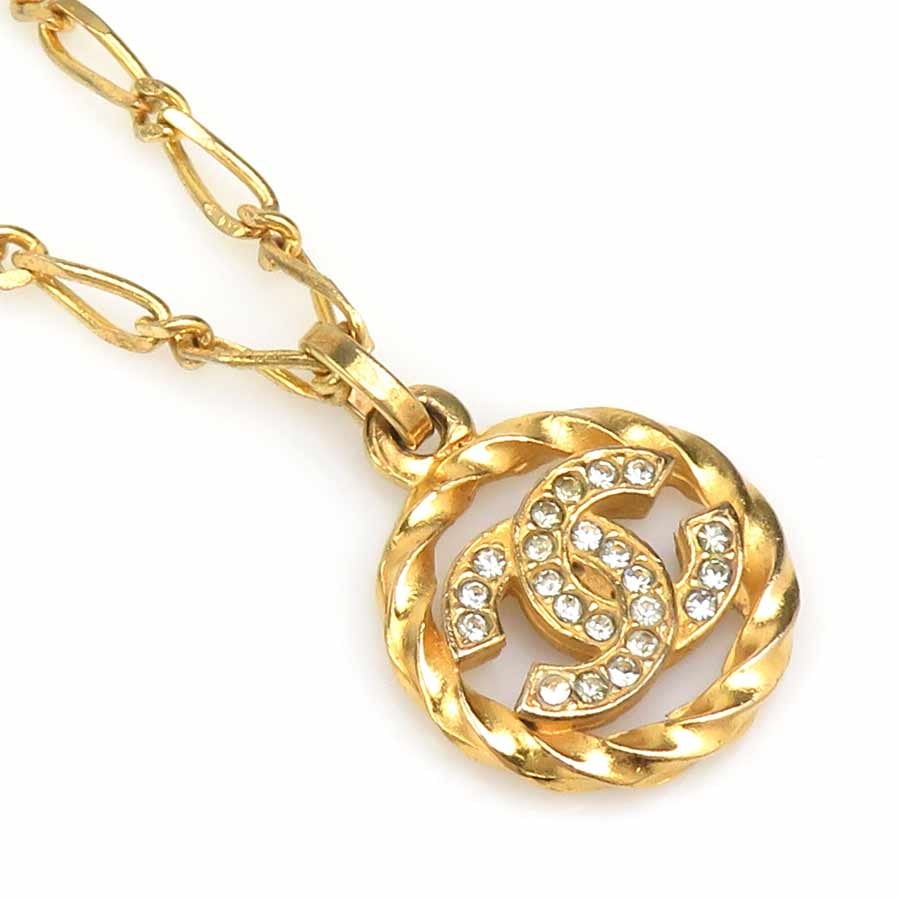 シャネル CHANEL ネックレス ココマーク メタル/ラインストーン ゴールド/シルバー レディース【中古】 e60447g