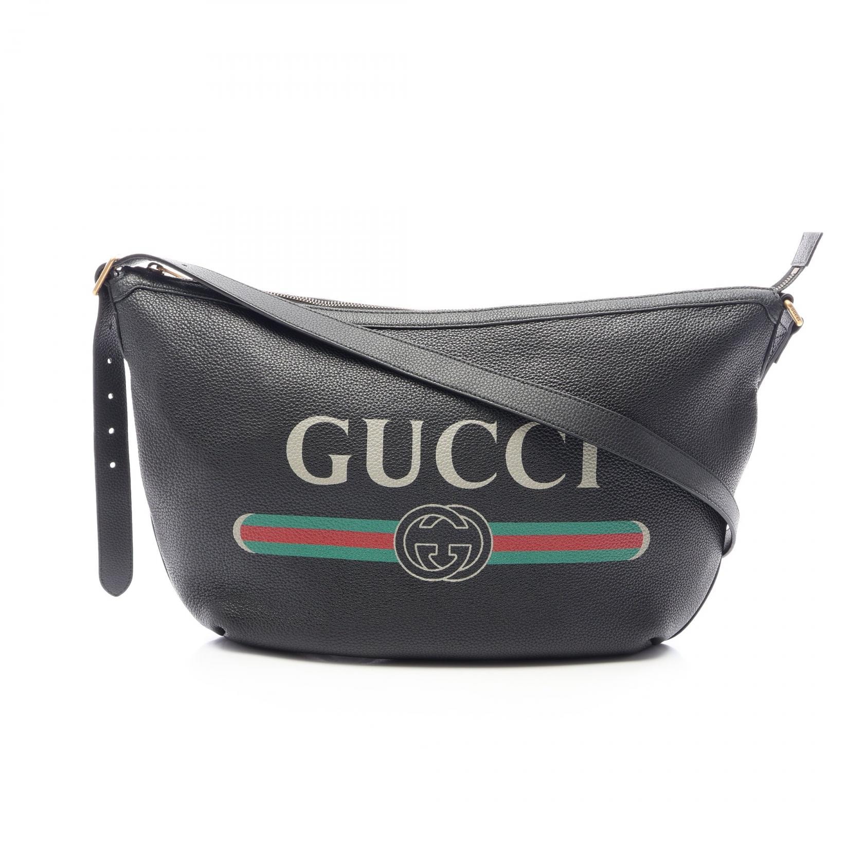 グッチ GUCCI ハーフムーン ホーボー ヴィンテージロゴ ショルダーバッグ バッグ レザー レディース ブラック系 / マルチカラー 523588 【中古】