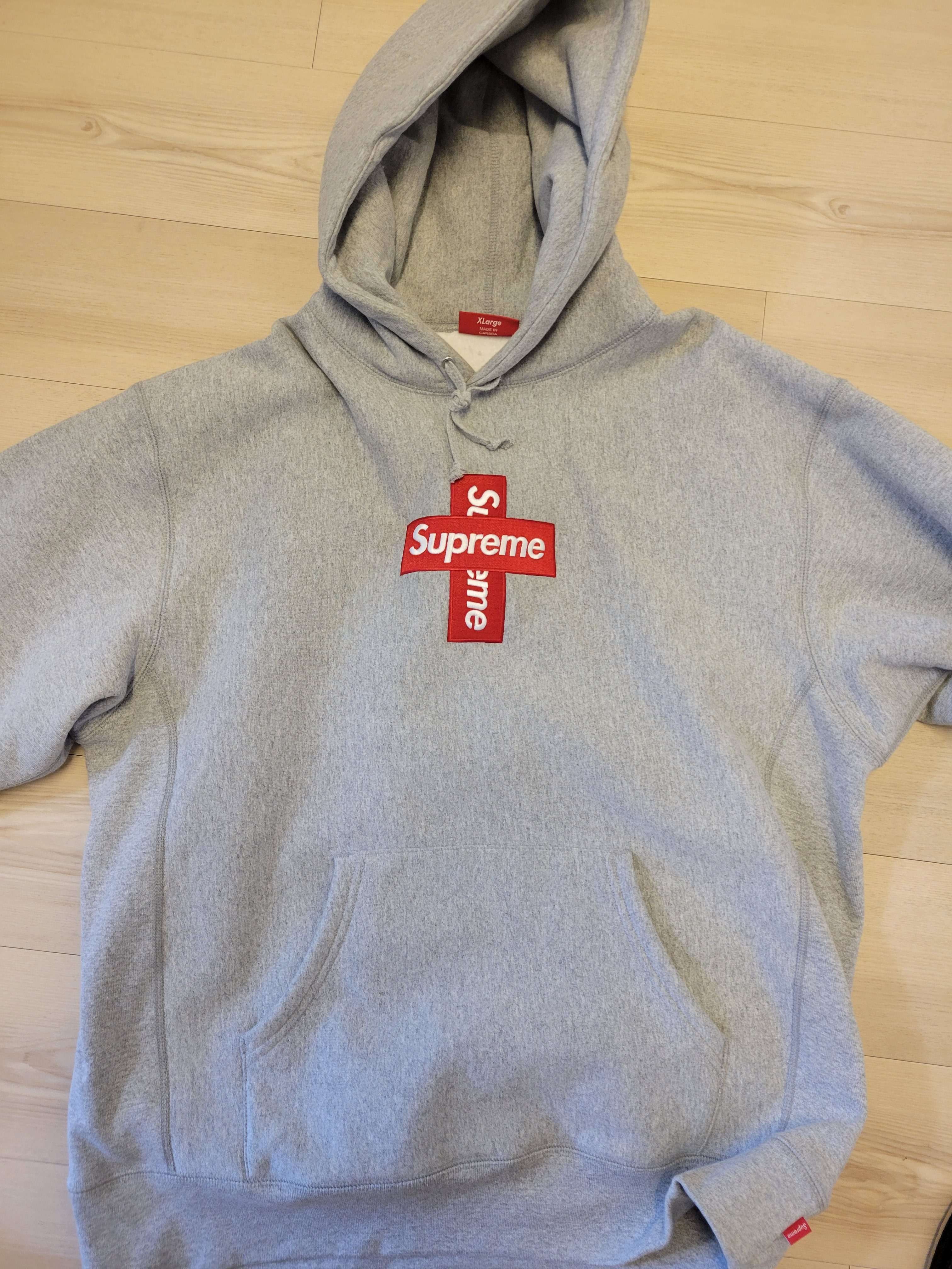 Supreme Cross Box Logo Hooded Sweatshirt "Grey"
