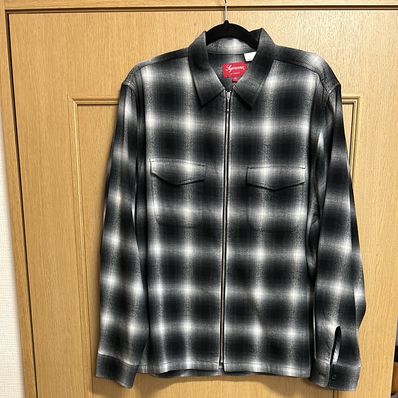 Supreme Shadow Plaid Flannel Zip Up Shirt "Black"