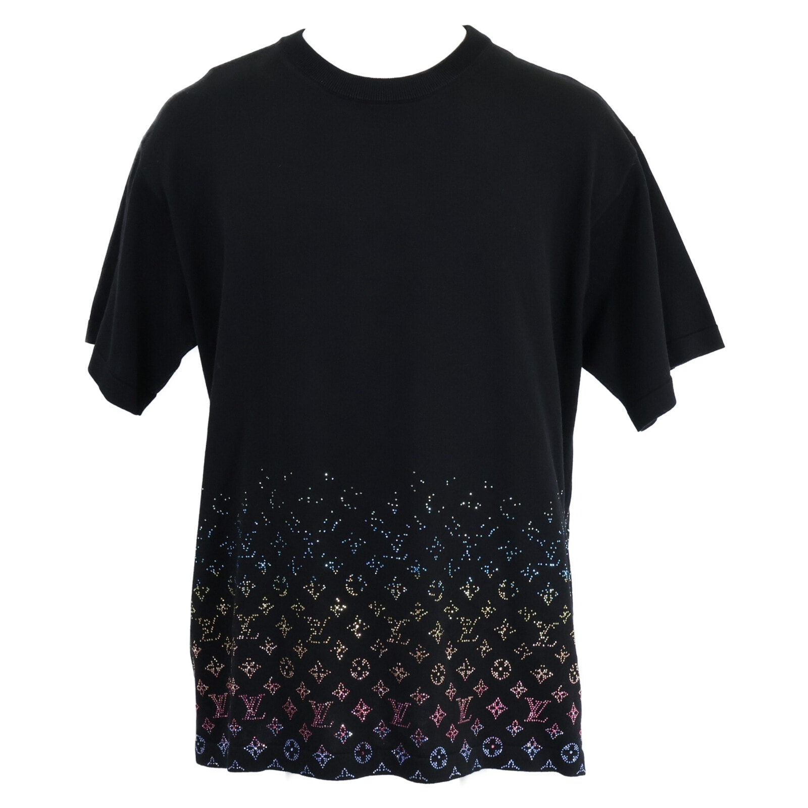 Louis Vuitton Men's Monogram Gradient Embellished Short-Sleeved Crewneck "Noir"
