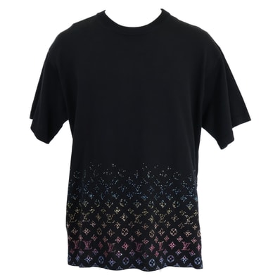 Louis Vuitton Men's Monogram Gradient Embellished Short-Sleeved Crewneck "Noir"