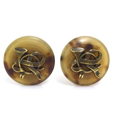 エルメス HERMES イヤリング バッファローホーン ブラウン レディース【中古】 h31928a