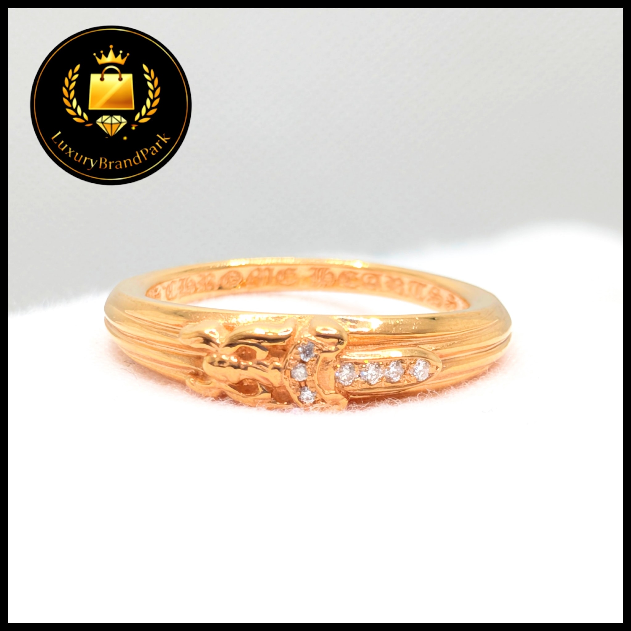Chrome Hearts 22K Baby Classic Dagger Pave Diamond Ring "Yellow Gold"