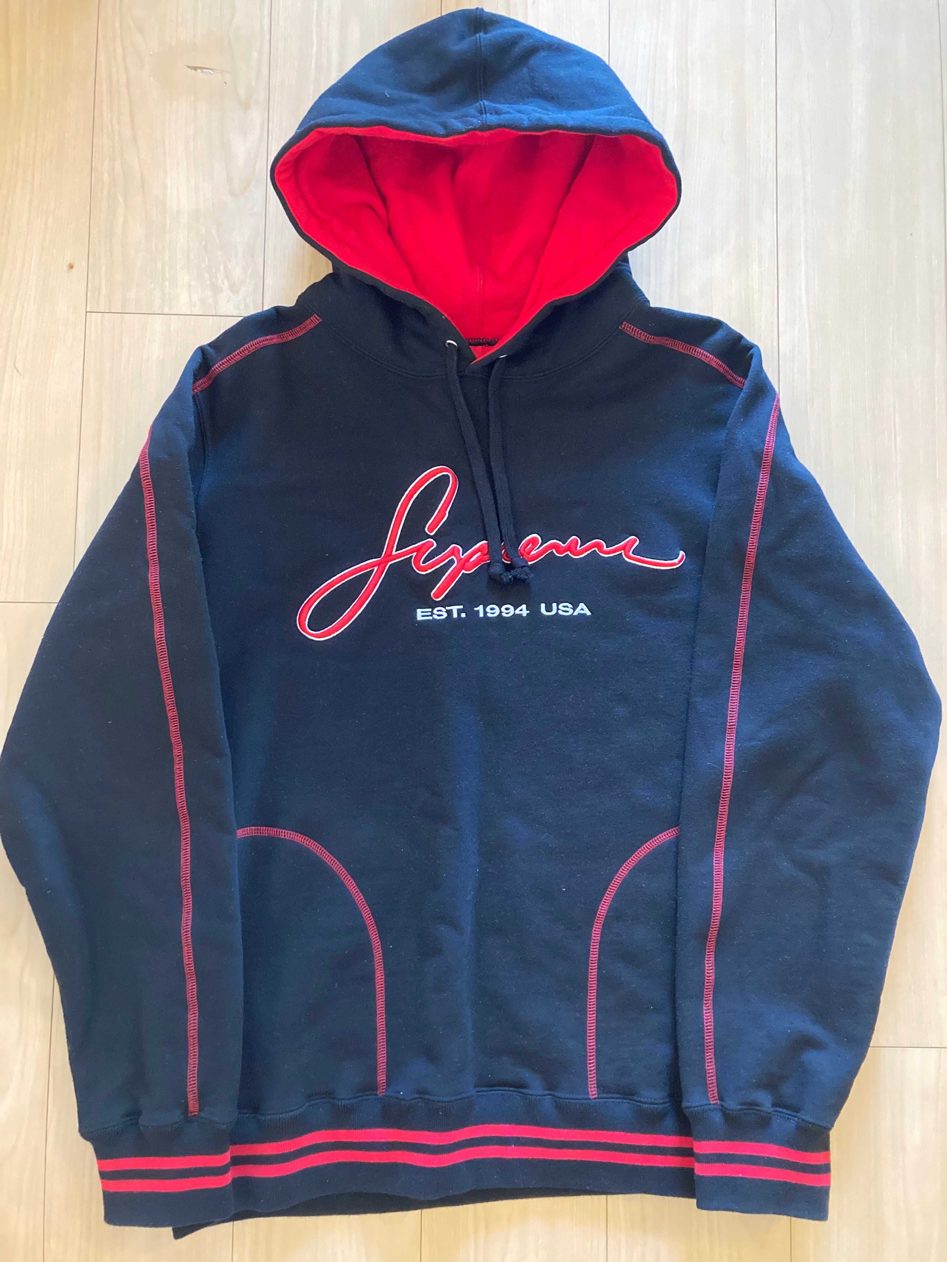 Supreme Contrast Embroidered Hooded Sweatshirt "Black"