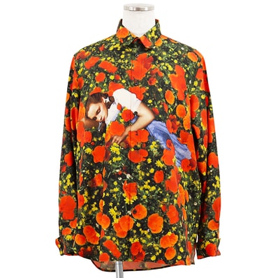 【美品】LOUIS VUITTON ルイ・ヴィトン シャツ サイズ L メンズ 2019SS Wizard of Oz Poppies Dorothy オズの魔法使い ドロシー シルク100% 転写プリント 長袖 トップス マルチカラー 総柄 イタリア製