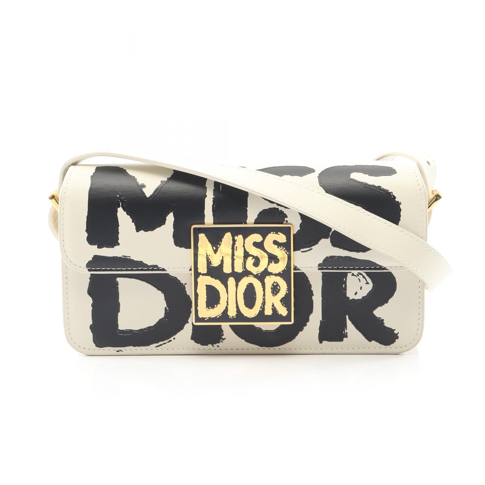 디올 디올 MISS DIOR 숄더백 백 가죽 여성용 화이트/블랙 M2610UZCJ [중고]