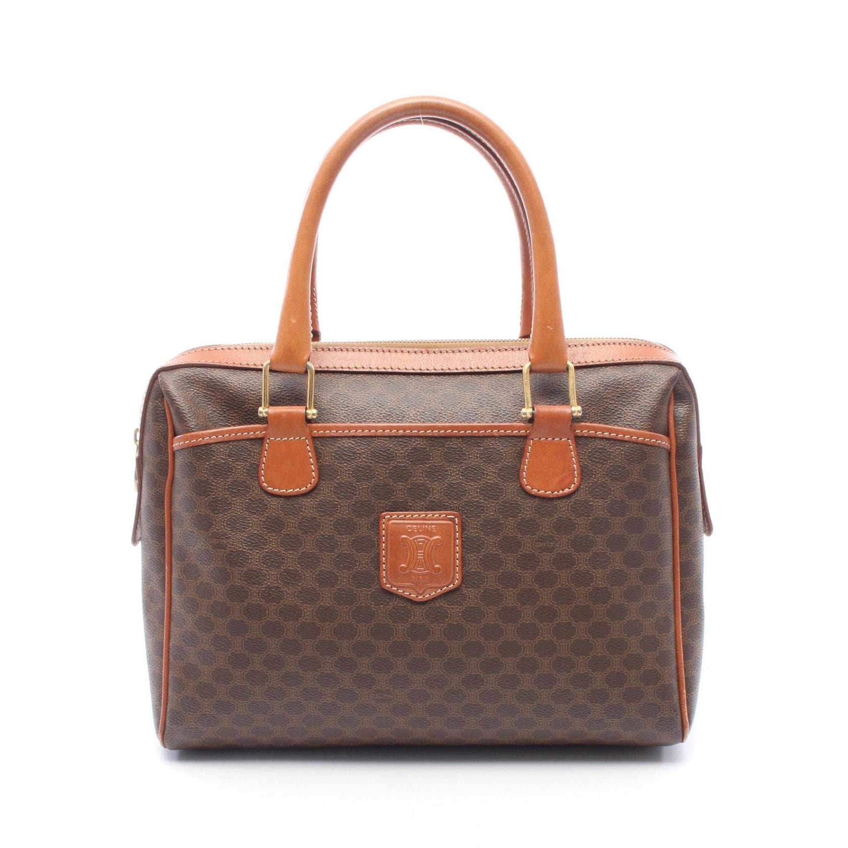 セリーヌ CELINE マカダム ハンドバッグ バッグ PVCコーティングキャンバス レザー レディース ブラウン系 【中古】