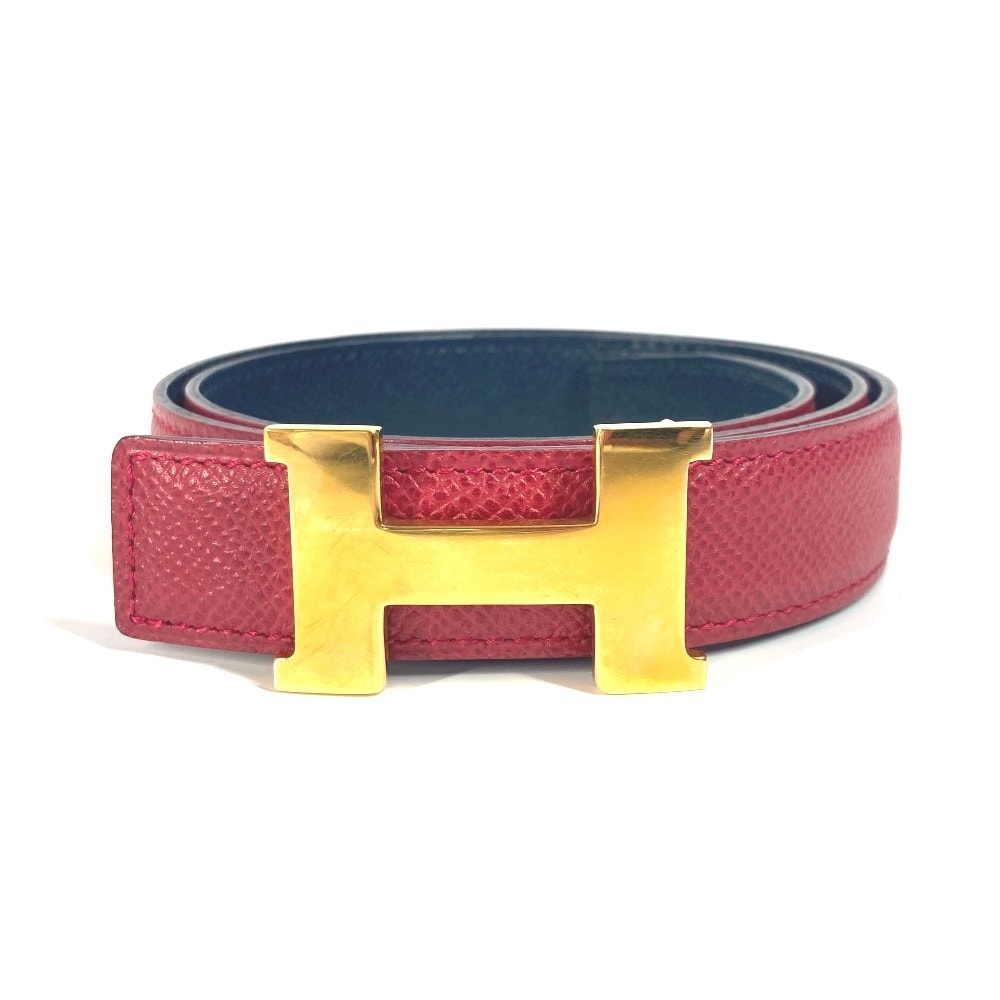 エルメス HERMES Hベルト コンスタンス ミニ 細ベルト アクセサリー バックル ズボン用ベルト ベルト レザー Z〇刻 レッド×ネイビー