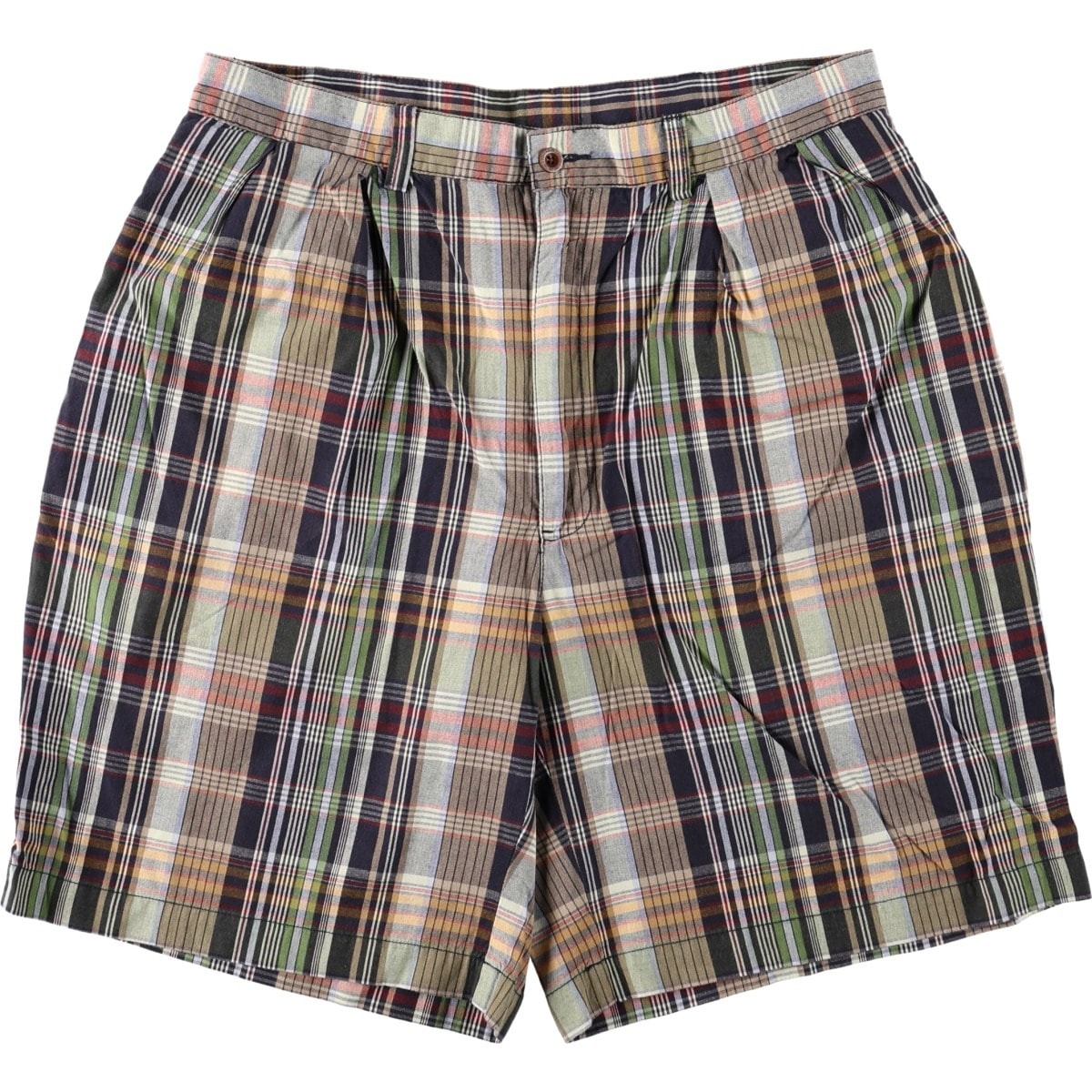 古着 ラルフローレン Ralph Lauren POLO by Ralph Lauren TYLER SHORT チェック柄 マドラスチェック ツータック コットンショーツ ショートパンツ メンズw34相当/eaa675413