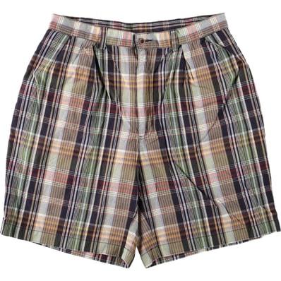 古着 ラルフローレン Ralph Lauren POLO by Ralph Lauren TYLER SHORT チェック柄 マドラスチェック ツータック コットンショーツ ショートパンツ メンズw34相当/eaa675413