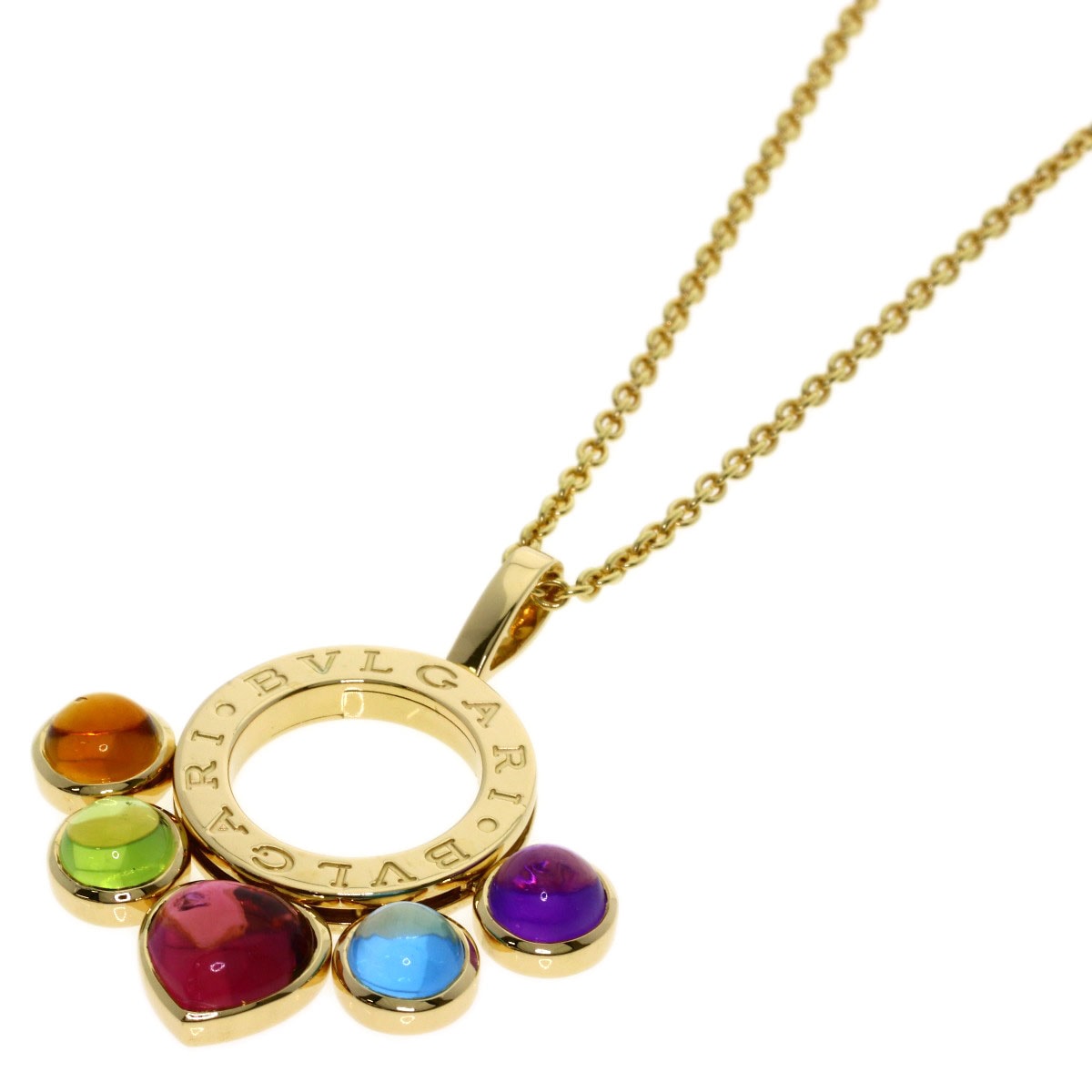 BVLGARI ブルガリ アレグラ マルチカラーストーン ネックレス K18YG レディース [中古]