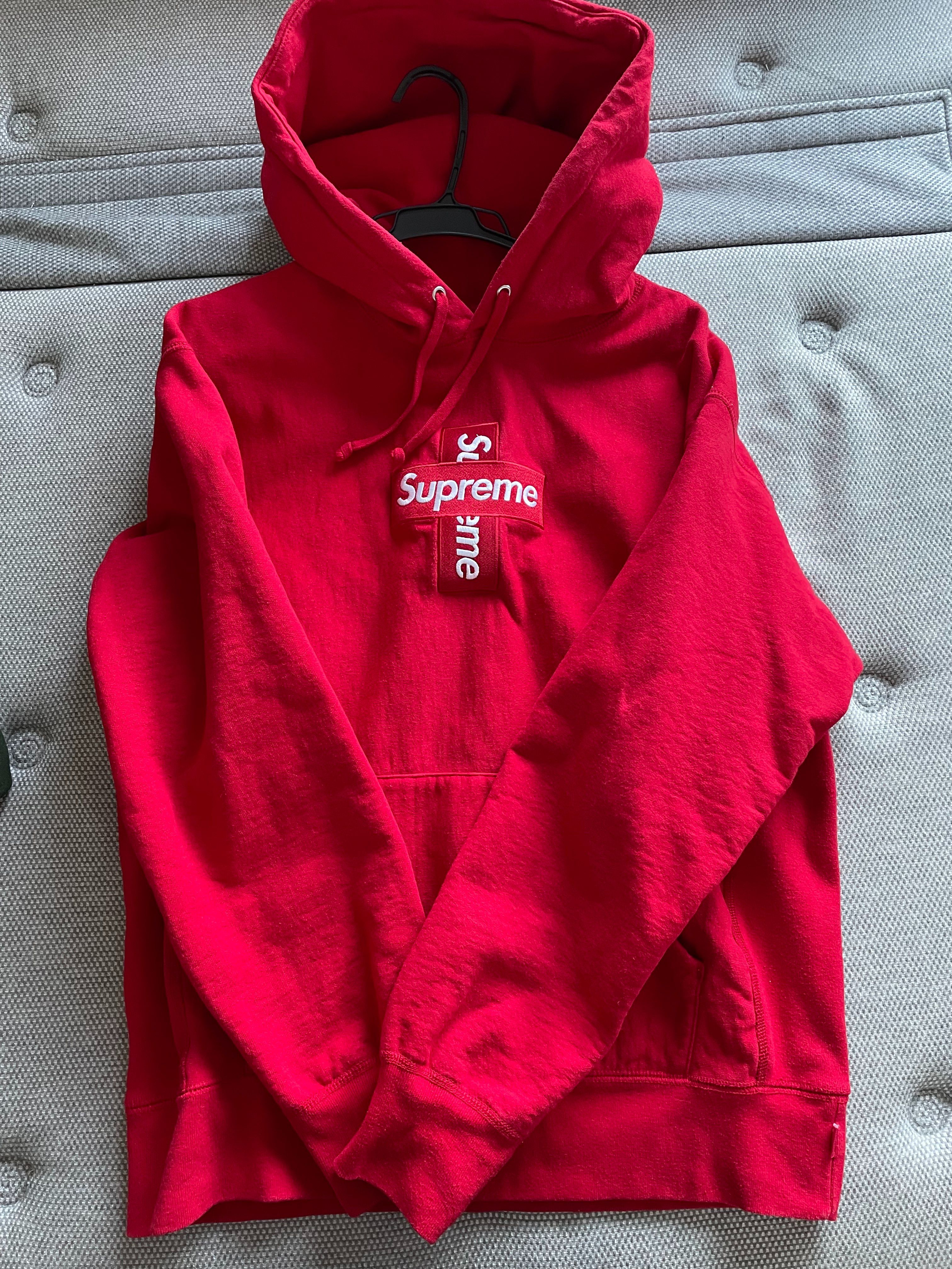 Supreme Cross Box Logo Hooded Sweatshirt "Red"