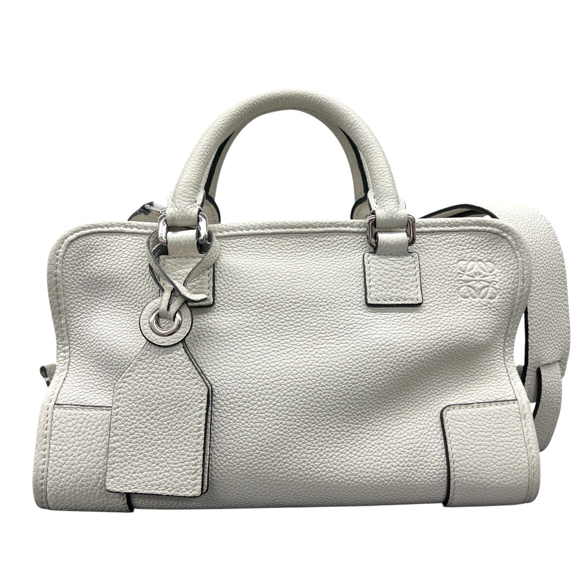 LOEWE 希少 美品 アマソナ23 2way ハンドバッグ ショルダーバッグ 352.30.N71 レザー ホワイト オフホワイト シルバー金具 クロスボディ ミニバッグ ABランク 中古 鑑定済 ロエベバッグ
