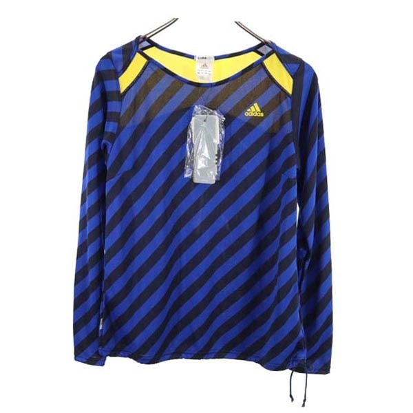未使用 adidas アディダス ボーダー柄 トレーニング 長袖 Tシャツ L ダークネイビー