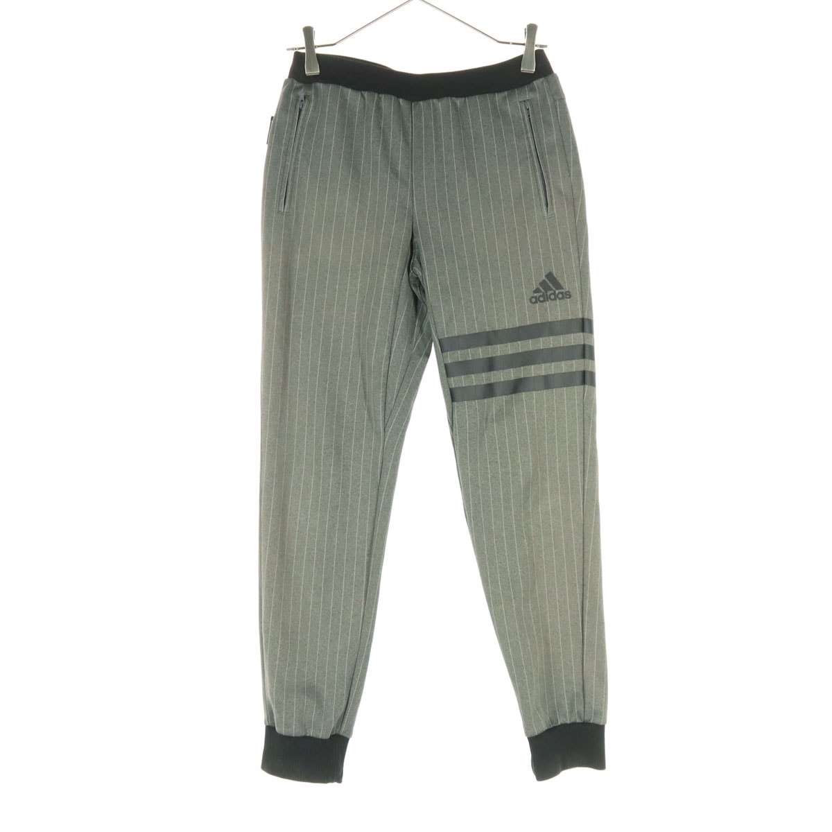 adidas アディダス ストライプ柄 ジョガーパンツ S グレー