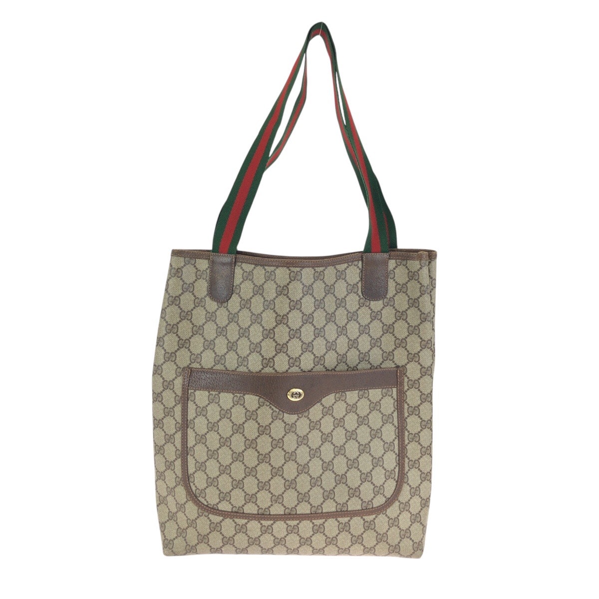 GUCCI グッチ ヴィンテージ シェリーライン ベージュ ブラウン GGスプリームキャンバス レザー/ トートバッグ ショルダーバッグ 602787 【中古】