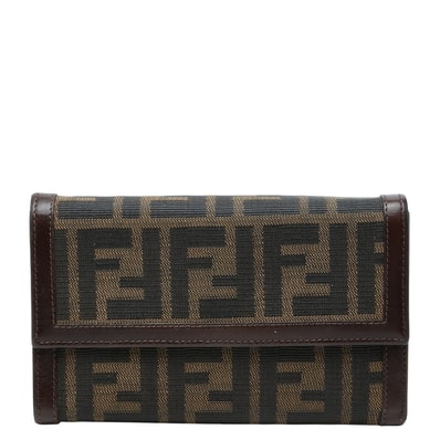 フェンディ ズッカ 長財布 2804-30858 ブラウン キャンバス レザー レディース FENDI 【中古】