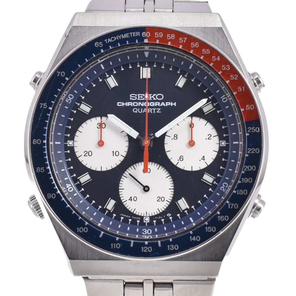 値下 セイコー SEIKO 7A28-7100 ヴィンテージ スピードマスター ペプシベゼル クロノグラフ クォーツ メンズ N#145669