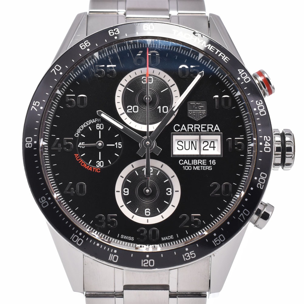 タグホイヤー TAG HEUER CV2A10 カレラ クロノグラフ ブラック 自動巻き メンズ 良品 腕時計 A#149402