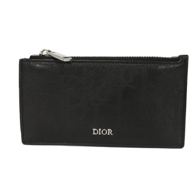 Dior ディオール ジップ カードホルダー ロゴ パンチング スムース カーフ カードケース パスケース 小銭入れ 財布 ミニウォレット オブリーク ギャラクシー ブラック コインケース 2ESBC250VPD_H03E