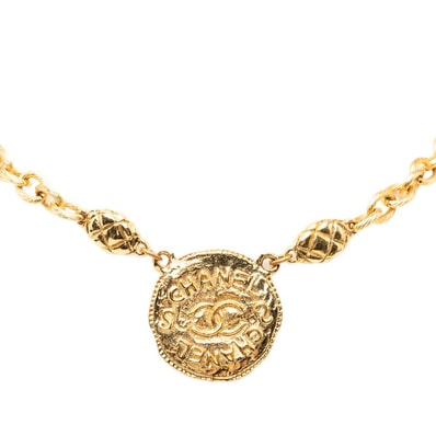 シャネル マトラッセ ココマーク ヴィンテージ チェーン ネックレス ゴールド メッキ レディース CHANEL 【中古】