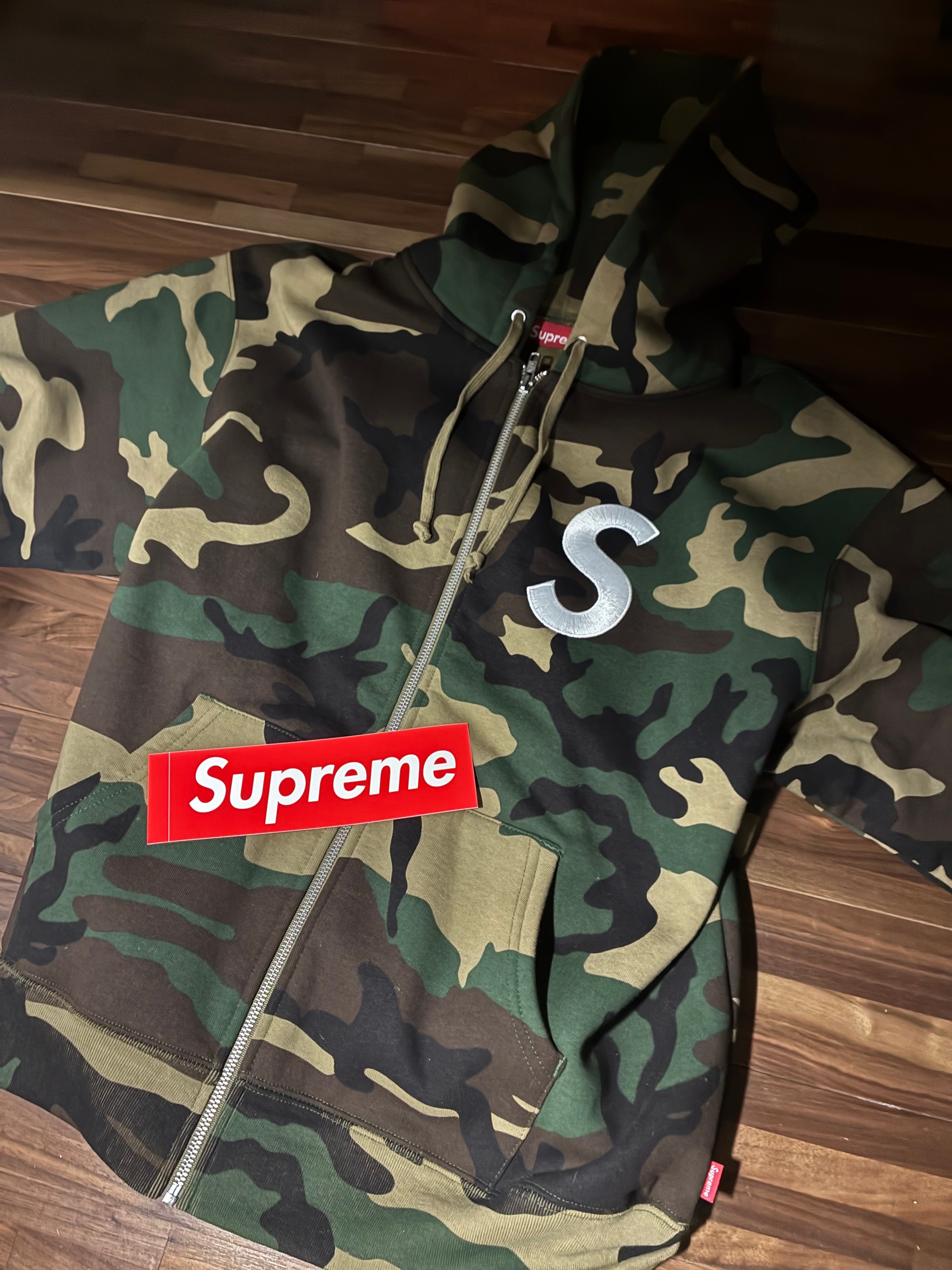 Supreme S Logo Zip Up Hooded Sweatshirt (25FW) "Woodland Camo"