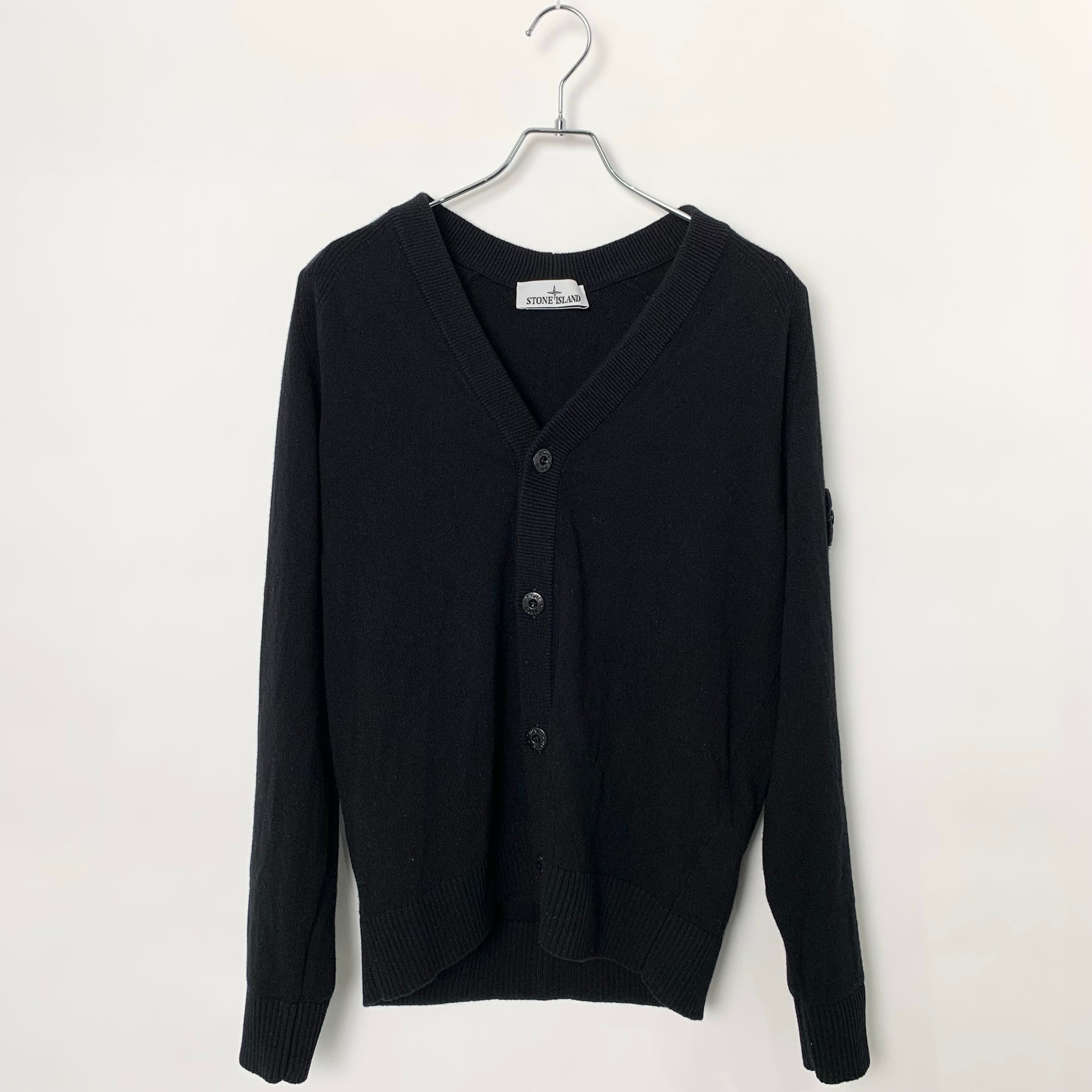 Stone Island Badge Patch Wool Cardigan "Black"