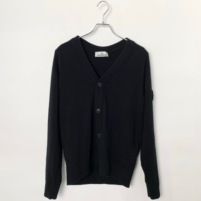 Stone Island Badge Patch Wool Cardigan "Black"